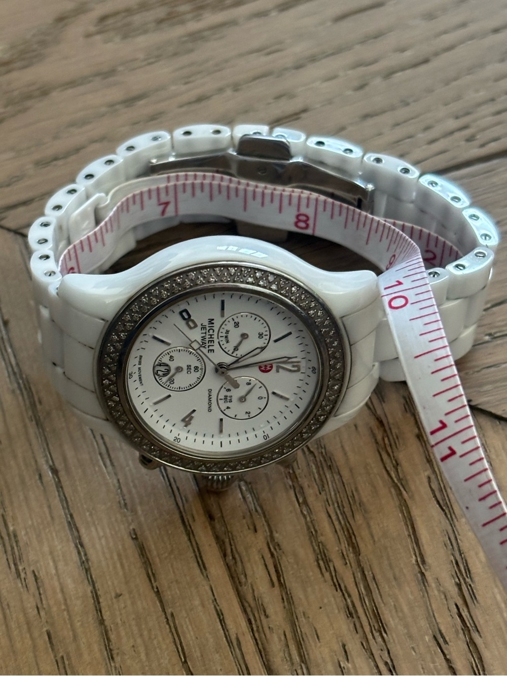Michele Jetway Diamond White Ceramic Chronograph Watch MWW17B000001 - Picture 11 of 12